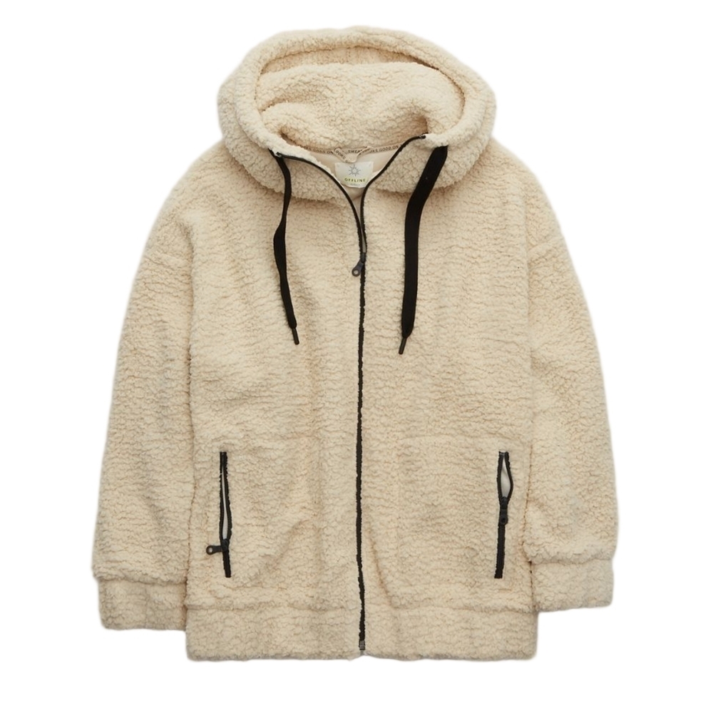 Oversized Sherpa Hoodie Jacket, OFFLINE Aerie Size Extra Small